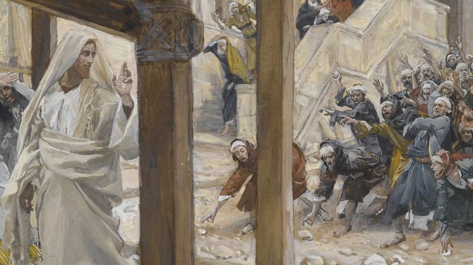 James Tissot'un "Yahudiler İsa'yı Taşlamak İçin Taşları Aldı" başlıklı tablosu