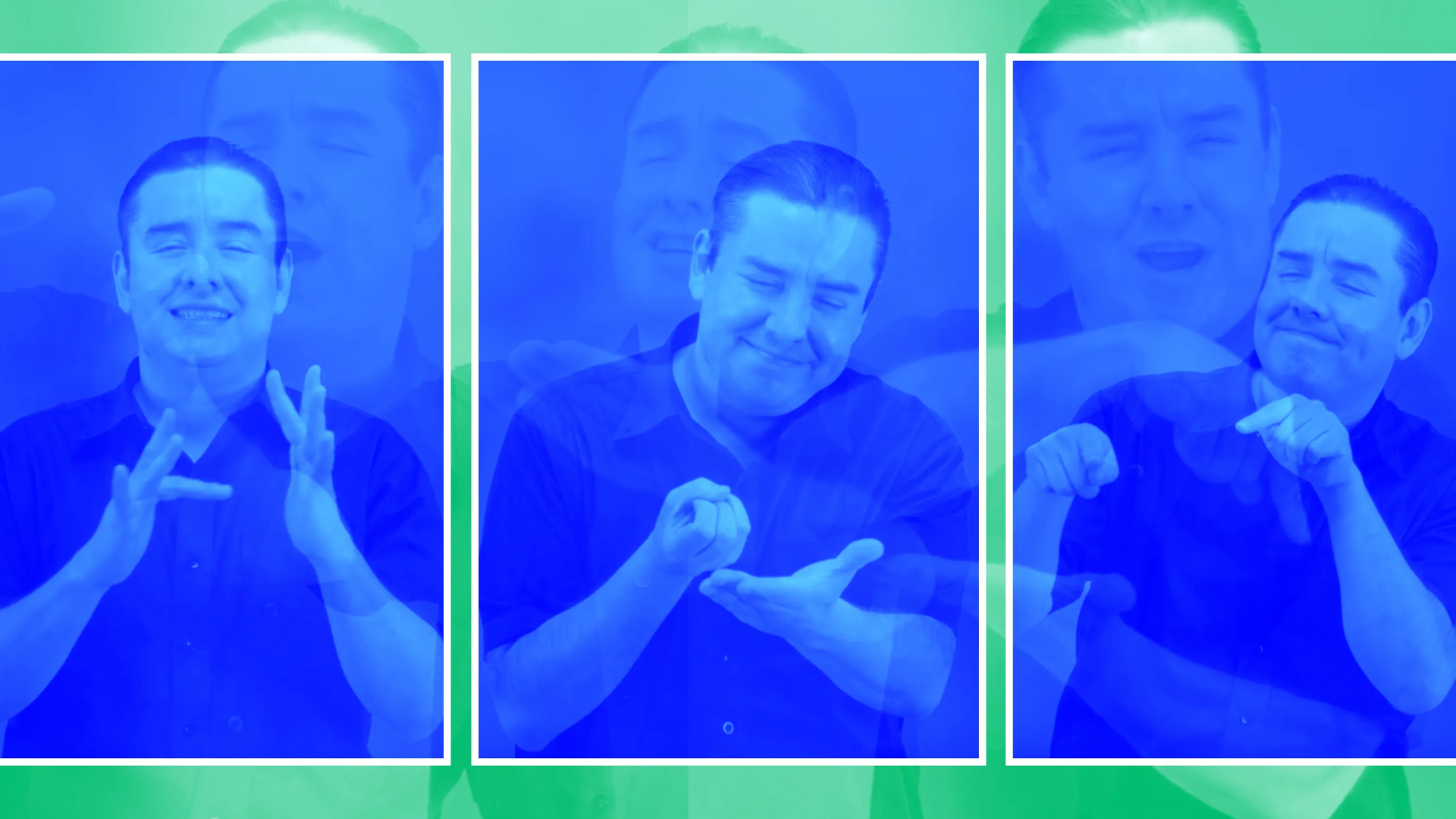 A man doing sign language for the book of Matthew